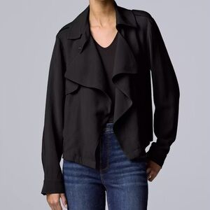 Simply Vera Vera Wang black draped front jacket size M